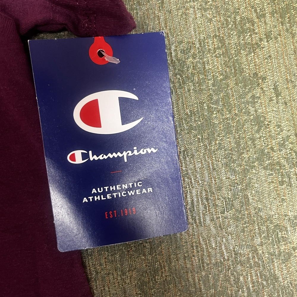 Champion T Shirt Womens XS Dark Berry Crew Neck Short Sleeve Cotton Plain - Picture 5 of 6